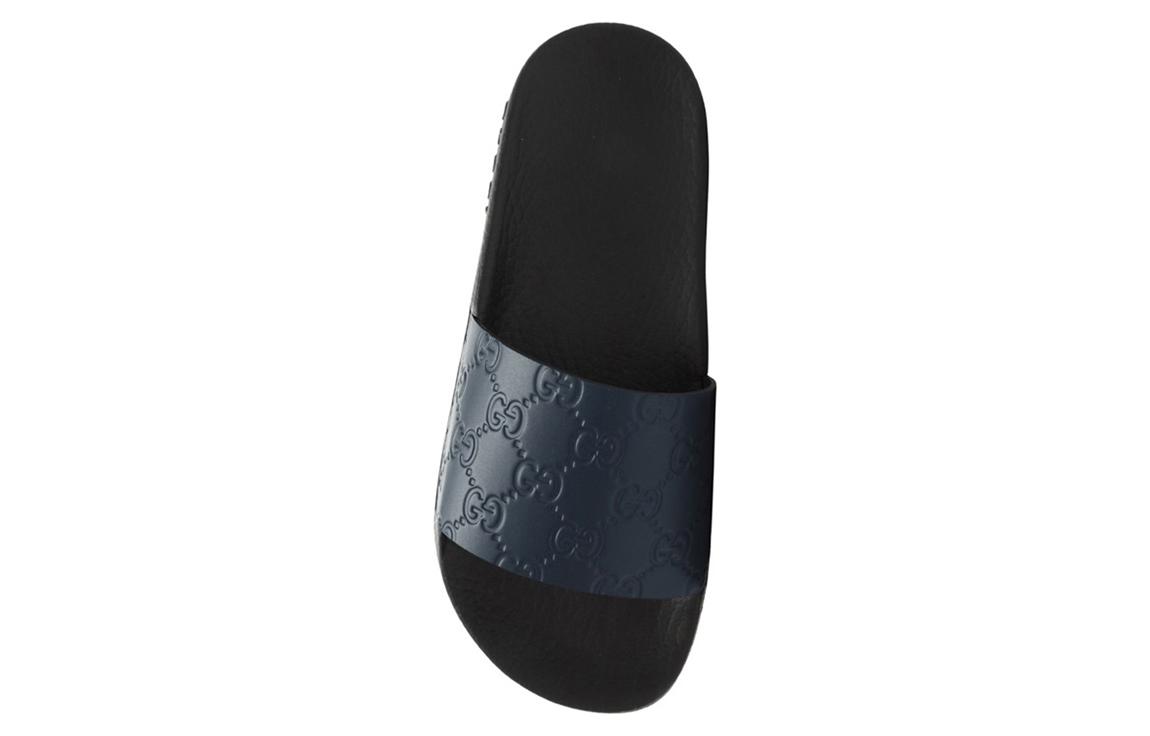 Lookbook GUCCI古馳 橡膠 一字型平跟 時尚涼拖 女款 深藍色
