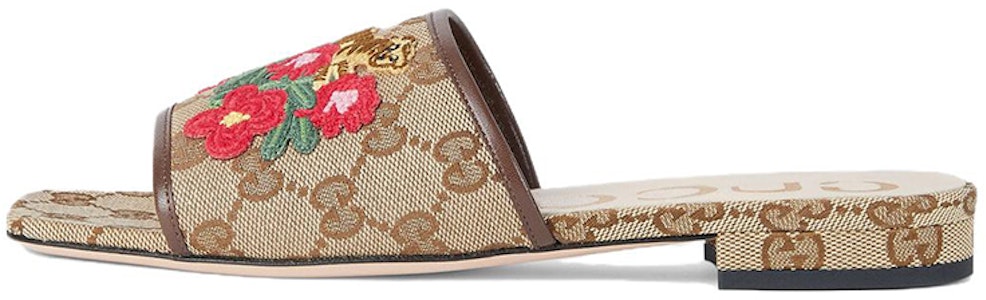 (W) 古驰橡胶GG拖鞋 '虎花刺绣' 687582-KY980-9763 Buy (W) 古驰橡胶GG拖鞋 '虎花刺绣' 687582-KY980-9763