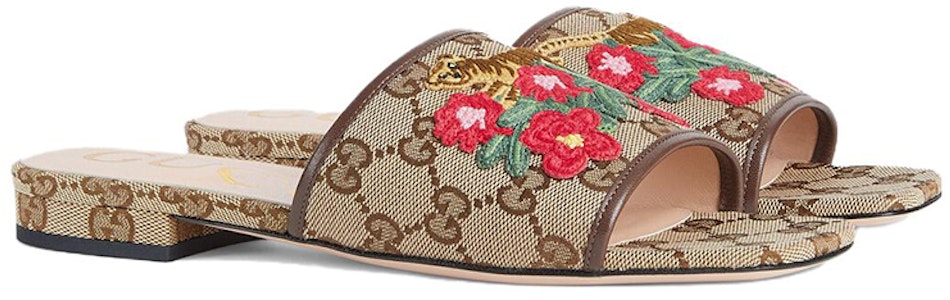 (W) 古驰橡胶GG拖鞋 '虎花刺绣' 687582-KY980-9763 Order (W) 古驰橡胶GG拖鞋 '虎花刺绣' 687582-KY980-9763