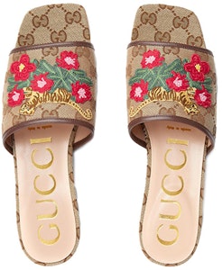 (W) 古驰橡胶GG拖鞋 '虎花刺绣' 687582-KY980-9763 Lookbook (W) 古驰橡胶GG拖鞋 '虎花刺绣' 687582-KY980-9763