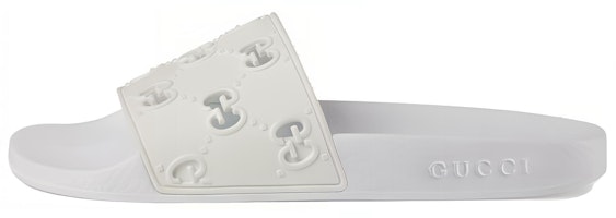 (Women) Gucci Rubber GG Slide 'White' 573922-JDR00-9014 (Women) Gucci Rubber GG Slide 'White' 573922-JDR00-9014