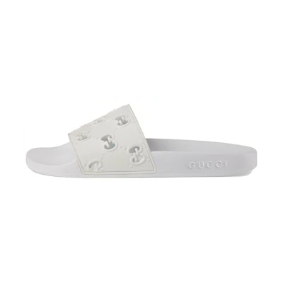 (W) Gucci Rubber GG Slide 'White'