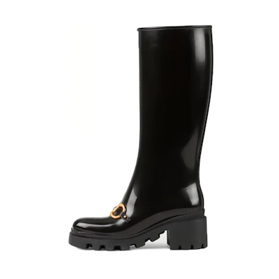 (W) Gucci Rubber Horsebit Tall Boots 'Black'