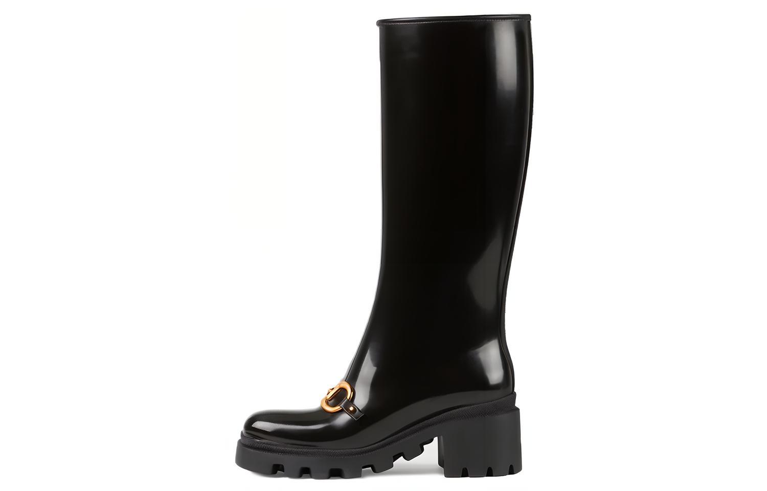 (Women) Gucci Rubber Horsebit Tall Boots 'Black' 659707-JCCP0-1000
