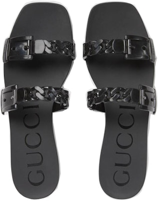 (Women) Gucci Rubber Slide 'Black Rubber Chain' 624731-J8700-1000 Shop (Women) Gucci Rubber Slide 'Black Rubber Chain' 624731-J8700-1000
