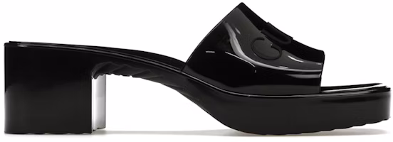 (Women) Gucci Rubber Slide Shoe Black 624730-J8700-1000 (Women) Gucci Rubber Slide Shoe Black 624730-J8700-1000