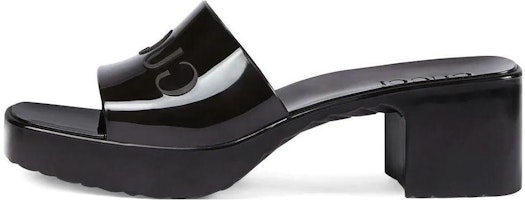 (Women) Gucci Rubber Slide Shoe Black 624730-J8700-1000 (Women) Gucci Rubber Slide Shoe Black 624730-J8700-1000