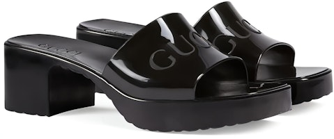GUCCI 古馳 橡膠一腳蹬高跟 時尚涼拖 6厘米 女款 黑色 Lookbook GUCCI 古馳 橡膠一腳蹬高跟 時尚涼拖 6厘米 女款 黑色