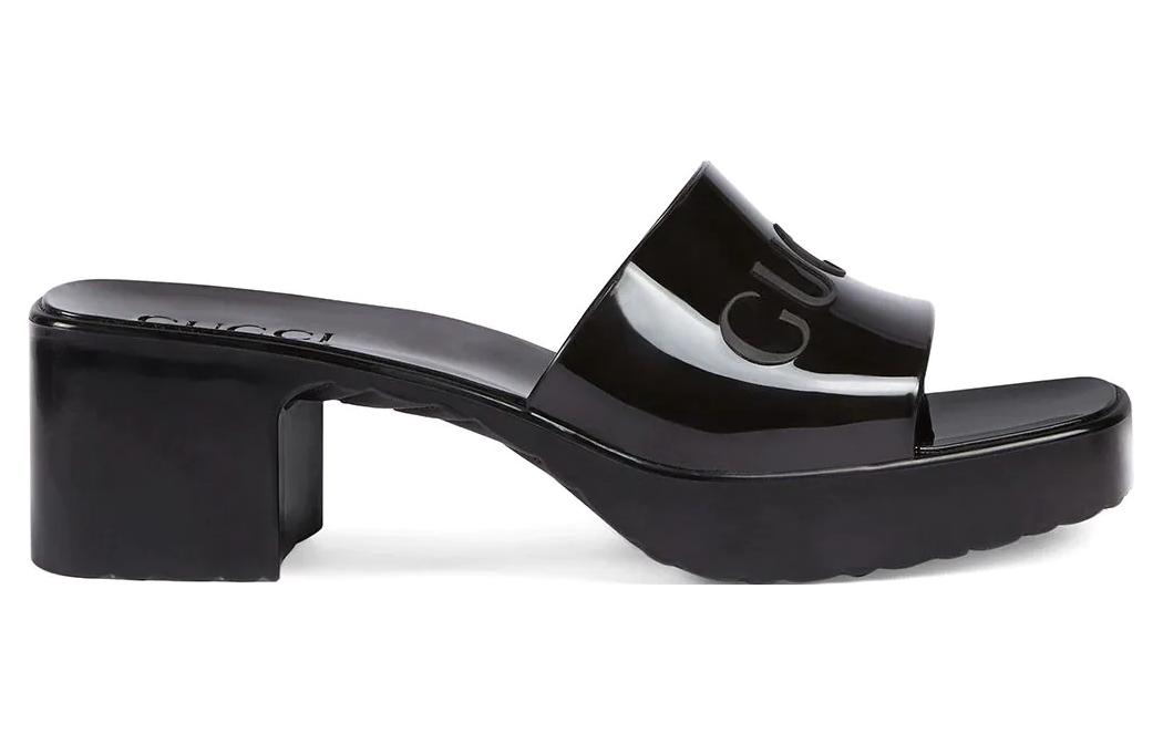 Lookbook (W) 구찌 러버 슬라이드 블랙 (Gucci Rubber Slide Black) 624730-J8700-1000
