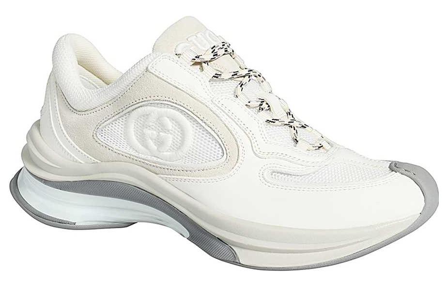 Shop (W) Gucci Run Sneaker 'White Suede' Kasut Lari Kulit Putih 746939-AAB62-9144