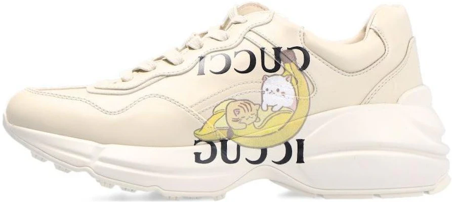 Bananya x GUCCI 古奇 Rhyton 香蕉貓動畫印花logo休閒鞋 女款 象牙白 Buy Bananya x GUCCI 古奇 Rhyton 香蕉貓動畫印花logo休閒鞋 女款 象牙白