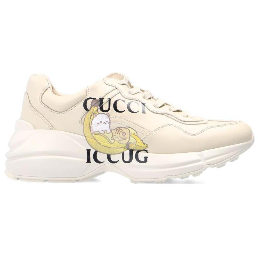 Order Bananya x GUCCI 古奇 Rhyton 香蕉貓動畫印花logo休閒鞋 女款 象牙白