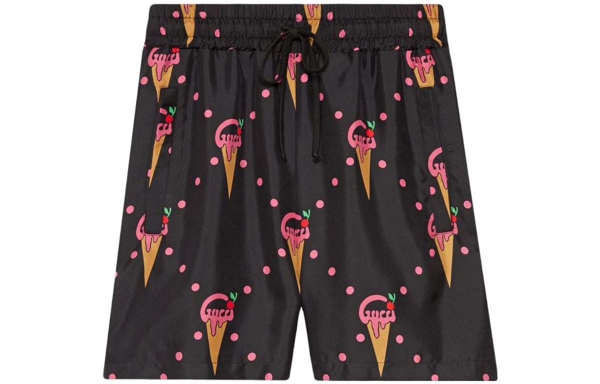 (Women) Gucci S23 Ice Cream Print Black Casual Shorts 731142-XJE9P-1082
