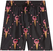 (Women) Gucci S23 Ice Cream Print Black Casual Shorts 731142-XJE9P-1082 (Women) Gucci S23 Ice Cream Print Black Casual Shorts 731142-XJE9P-1082