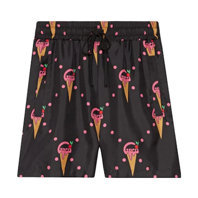 (Women) Gucci S23 Ice Cream Print Black Casual Shorts 731142-XJE9P-1082