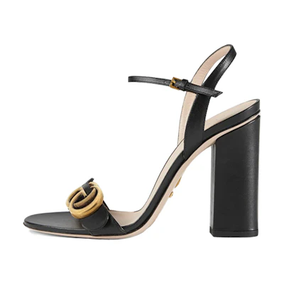 (W) Gucci Sandal With Double G 'Black Leather'