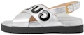 (W) Sandal Gucci dengan Logo Skrip 'Perak Hitam' 738691-AABYB-8149