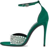 (Women) Gucci Satin Ankle Strap Sandals with Crystals 'Green' 749832-KND90-3120 (Women) Gucci Satin Ankle Strap Sandals with Crystals 'Green' 749832-KND90-3120