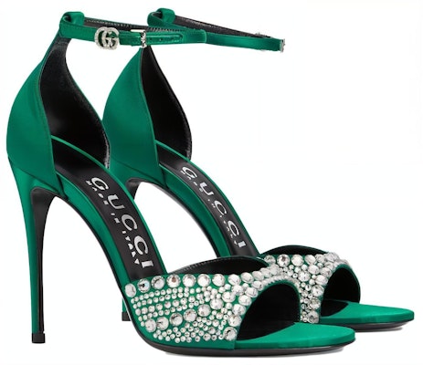 (W) 구찌 크리스탈 새틴 앵클 스트랩 샌들 (그린) 749832-KND90-3120 Lookbook (W) 구찌 크리스탈 새틴 앵클 스트랩 샌들 (그린) 749832-KND90-3120