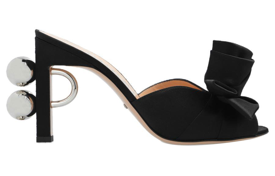 (W) Gucci Satin Mules 'Black' 圖 2