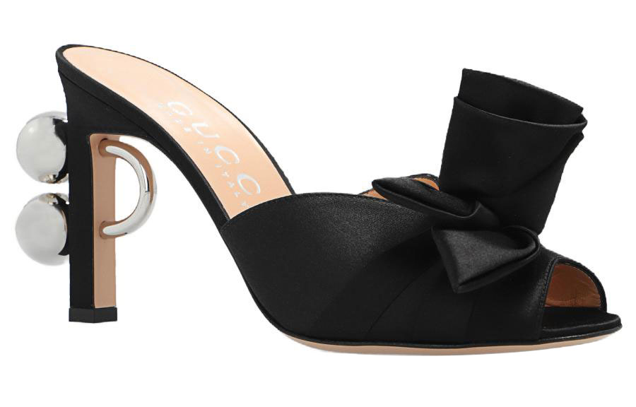 (W) Gucci Satin Mules 'Black' 圖 3