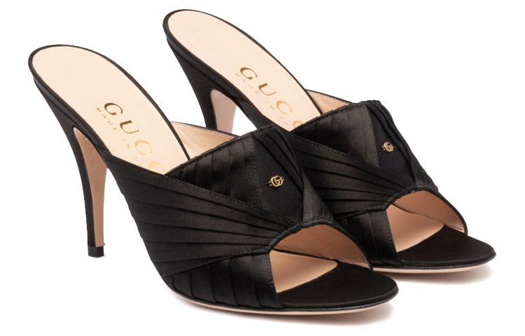 Lookbook (W) Gucci Satin Slide ''Schwarze Mode'' 699457-F1400-1000