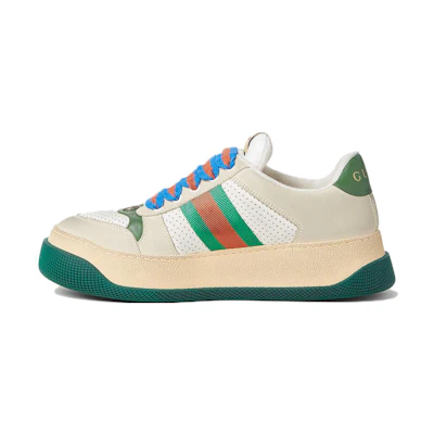 (W) Gucci Screener GG Leather Sneakers 'Beige Green Red'