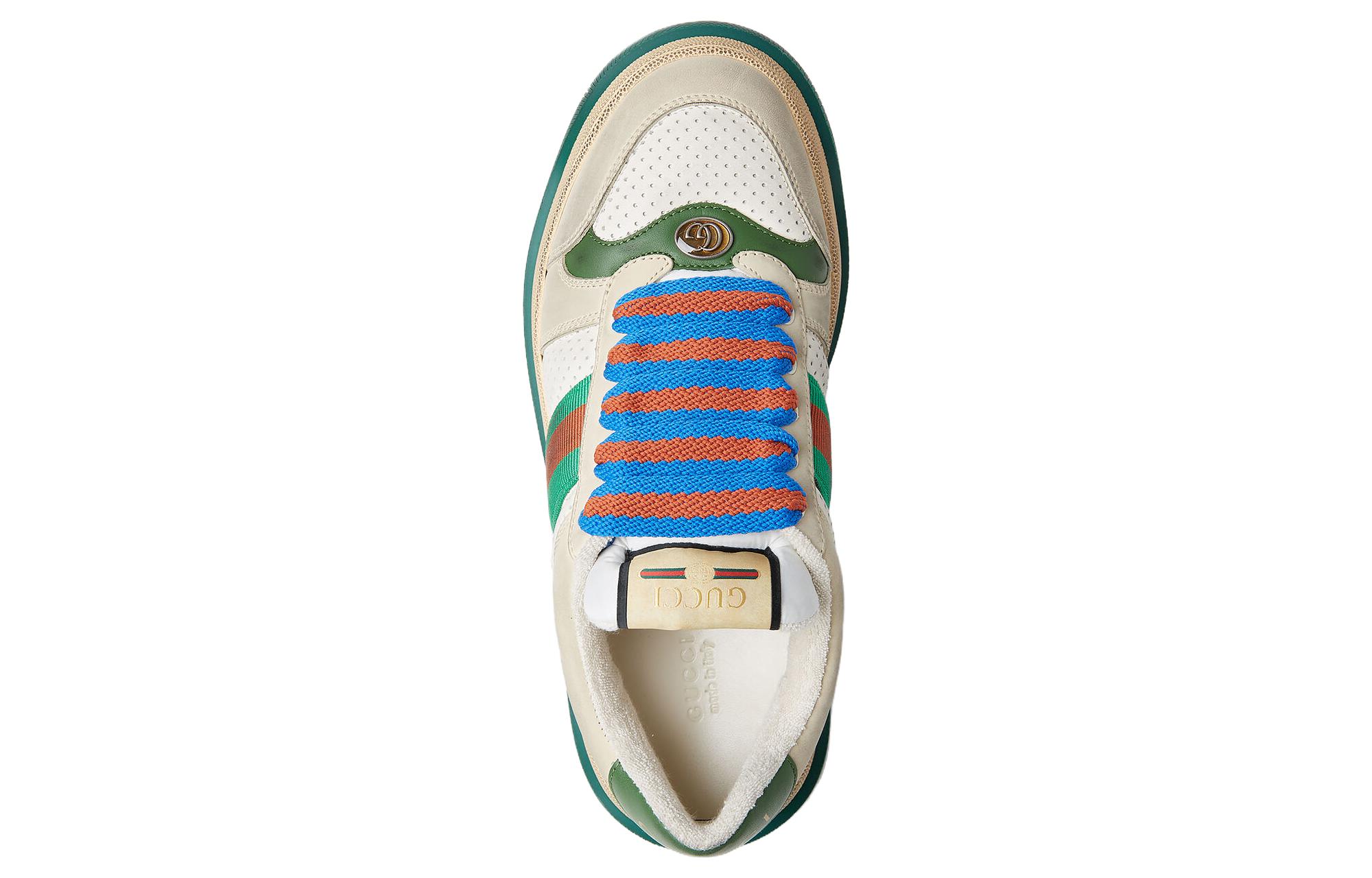 Shop (W) Zapatillas Gucci Screener GG de Cuero 'Beige Verde Rojo' 756478-0YIA0-9547