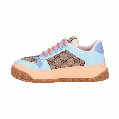 (W) Gucci Screener GG Leather Sneakers 'Beige Blue Orange'