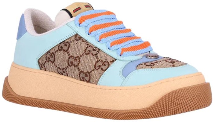 (W) Gucci Screener GG Kulit Sneakers 'Beige Biru Jingga' 757700-FAB4C-2562 Lookbook (W) Gucci Screener GG Kulit Sneakers 'Beige Biru Jingga' 757700-FAB4C-2562