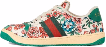 (Women) Gucci Screener Floral Print Sneakers 'White Pink Green' 746405-FAB0L-8443 (Women) Gucci Screener Floral Print Sneakers 'White Pink Green' 746405-FAB0L-8443