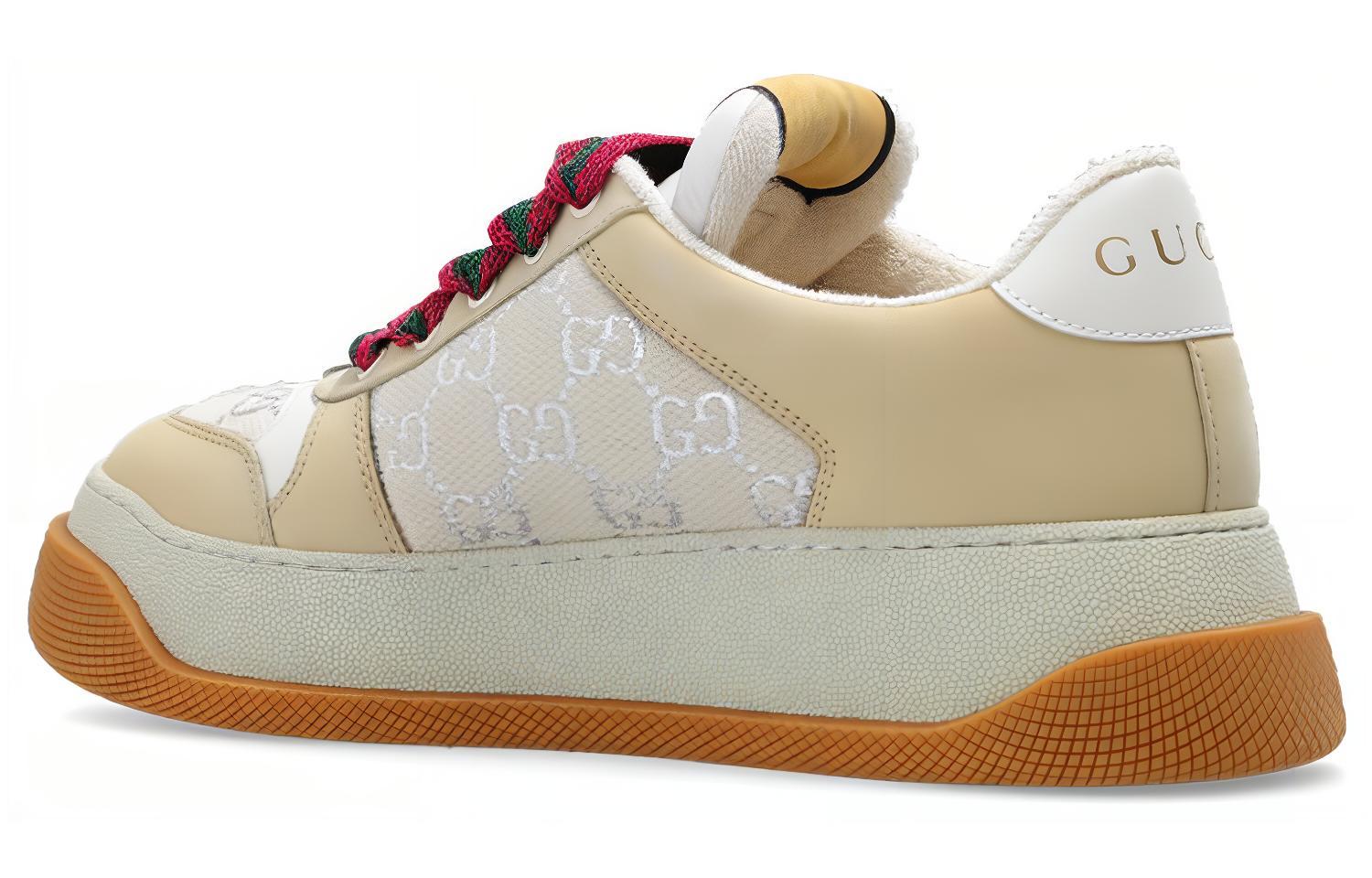 Lookbook GUCCI古馳 Screener 胖丁 帆布 低筒繫帶 時尚板鞋 女款 米色