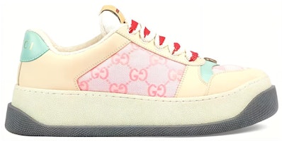 GUCCI古馳 Screener 胖丁 皮革 GG帆布 厚底綁帶 休閒板鞋 女款 粉米色 Order GUCCI古馳 Screener 胖丁 皮革 GG帆布 厚底綁帶 休閒板鞋 女款 粉米色