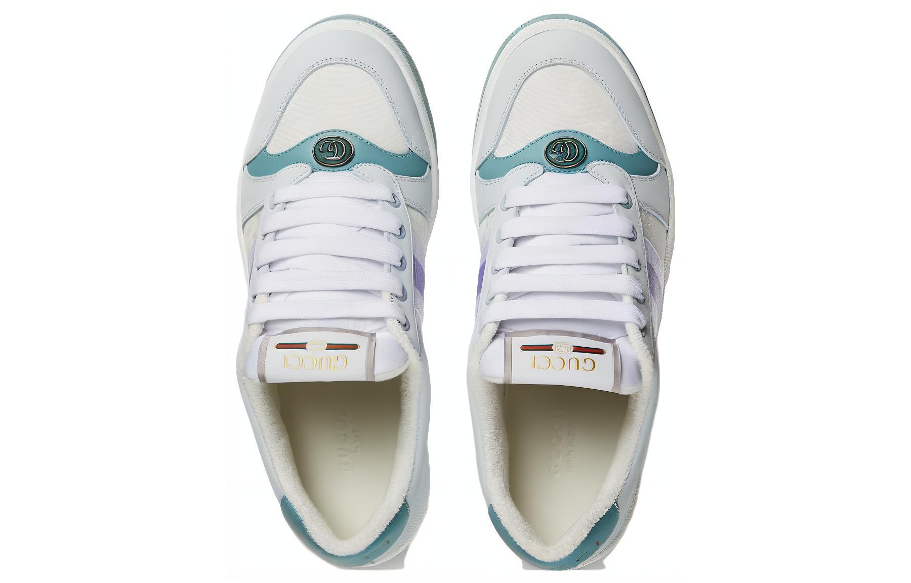 Shop 古馳 GUCCI Screener 皮革 休閒舒適 低幫 板鞋 女款 淺藍色