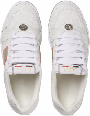 GUCCI古馳 Screener 帆布 圓頭繫帶 低筒 板鞋 女款 淺灰色 Lookbook GUCCI古馳 Screener 帆布 圓頭繫帶 低筒 板鞋 女款 淺灰色