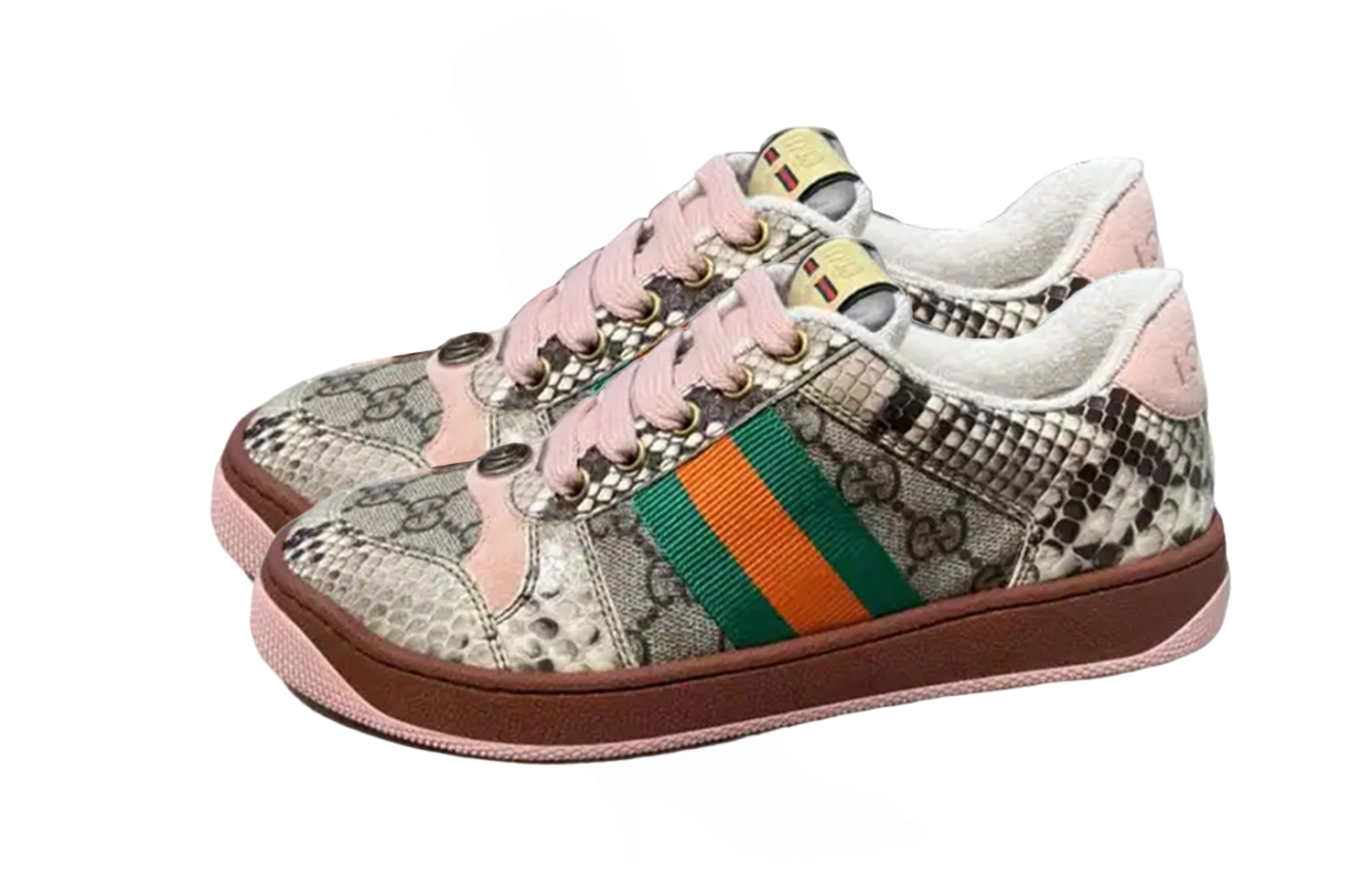 Lookbook GUCCI古馳 低幫綁帶 時尚板鞋 女款 灰粉