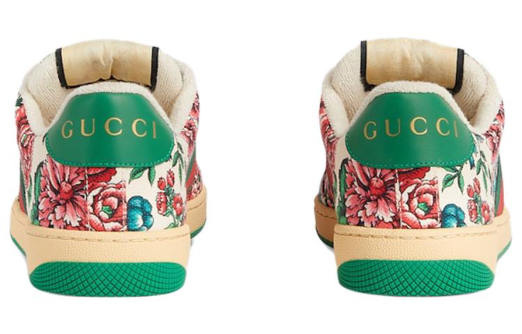 Shop GUCCI古馳 Screener 皮革 潮流時尚 低幫 生活休閒鞋 女款 白綠紅