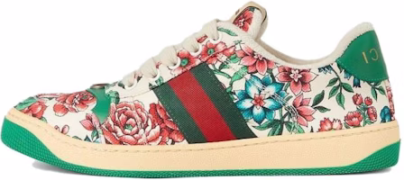 (Women) Gucci Screener Floral Print Sneakers 'White Pink Green' 746405-FAB0L-8443 (Women) Gucci Screener Floral Print Sneakers 'White Pink Green' 746405-FAB0L-8443