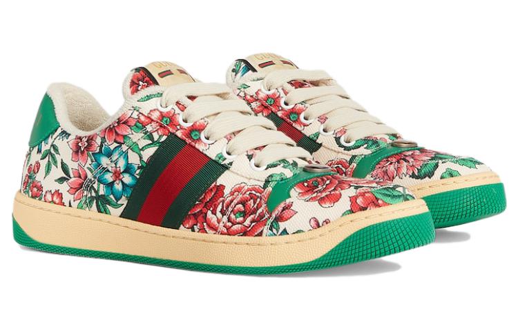 Lookbook (W) Zapatillas Gucci Screener Estampado Floral 'Blanco Rosa Verde' 746405-FAB0L-8443