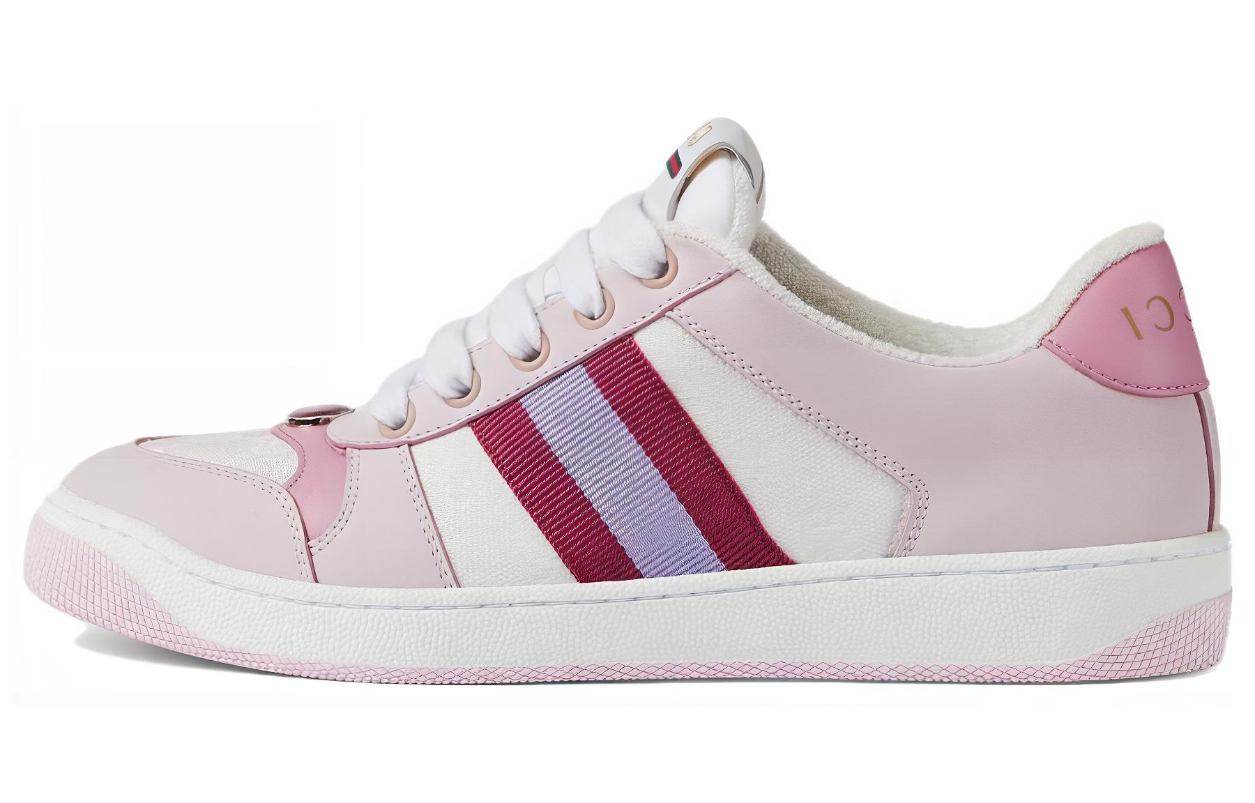 (Women) Gucci Screener Low-Top Sneakers 'White Pink' 677423-HVKI0-9090
