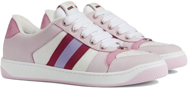 GUCCI古馳 Screener 帆布 舒適休閒 低筒 桌球鞋 女款 淡粉紅色 Lookbook GUCCI古馳 Screener 帆布 舒適休閒 低筒 桌球鞋 女款 淡粉紅色