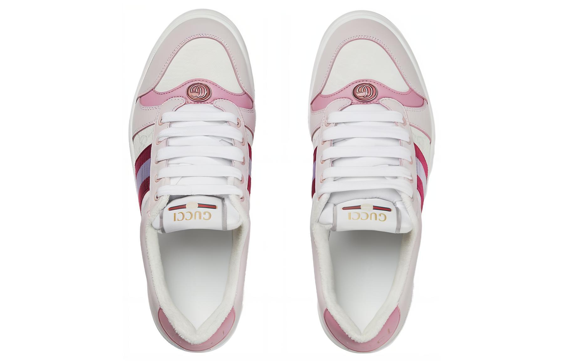 Shop (W) Sneakers Gucci Screener Rendah 'Putih Merah Jambu' 677423-HVKI0-9090