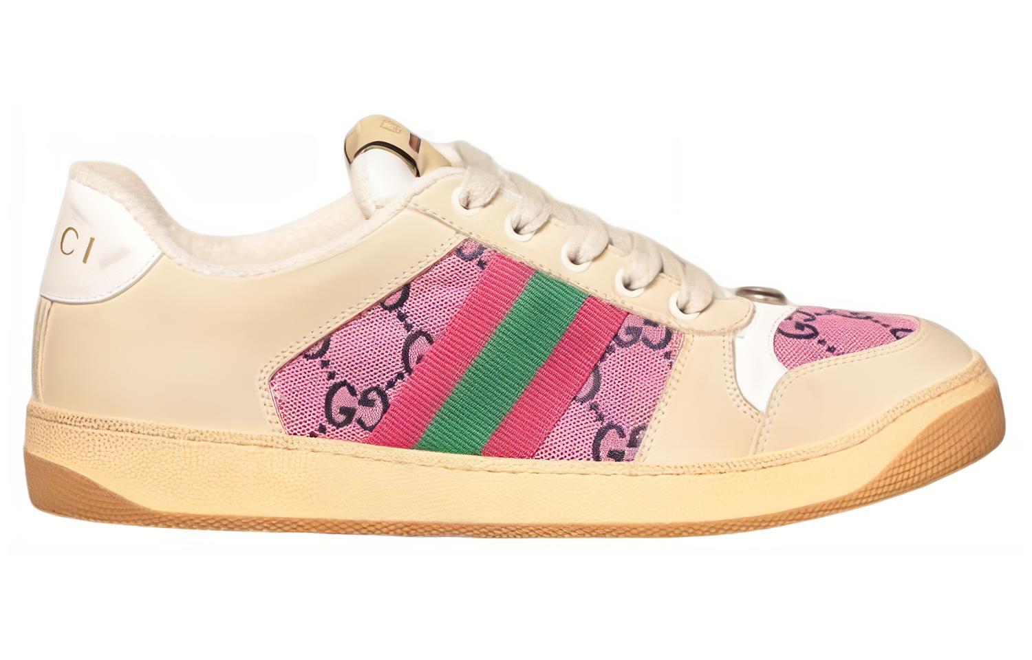 Order GUCCI 古馳 Screener系列 GG琺瑯 紫色雙G帆布印花 皮革 低幫時尚板鞋 女款 紅綠燈