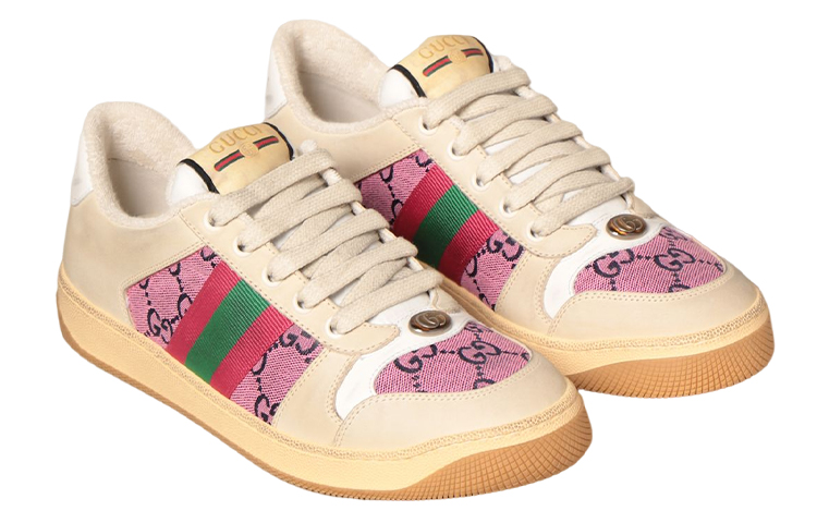 Lookbook GUCCI 古馳 Screener系列 GG琺瑯 紫色雙G帆布印花 皮革 低幫時尚板鞋 女款 紅綠燈