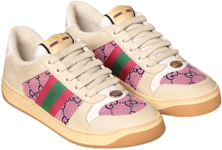 (W) Gucci Screener GG Ungu Kanvas Sepatu Skate Kulit Rendah Merah Hijau 570443-9SFR0-5270 Lookbook (W) Gucci Screener GG Ungu Kanvas Sepatu Skate Kulit Rendah Merah Hijau 570443-9SFR0-5270