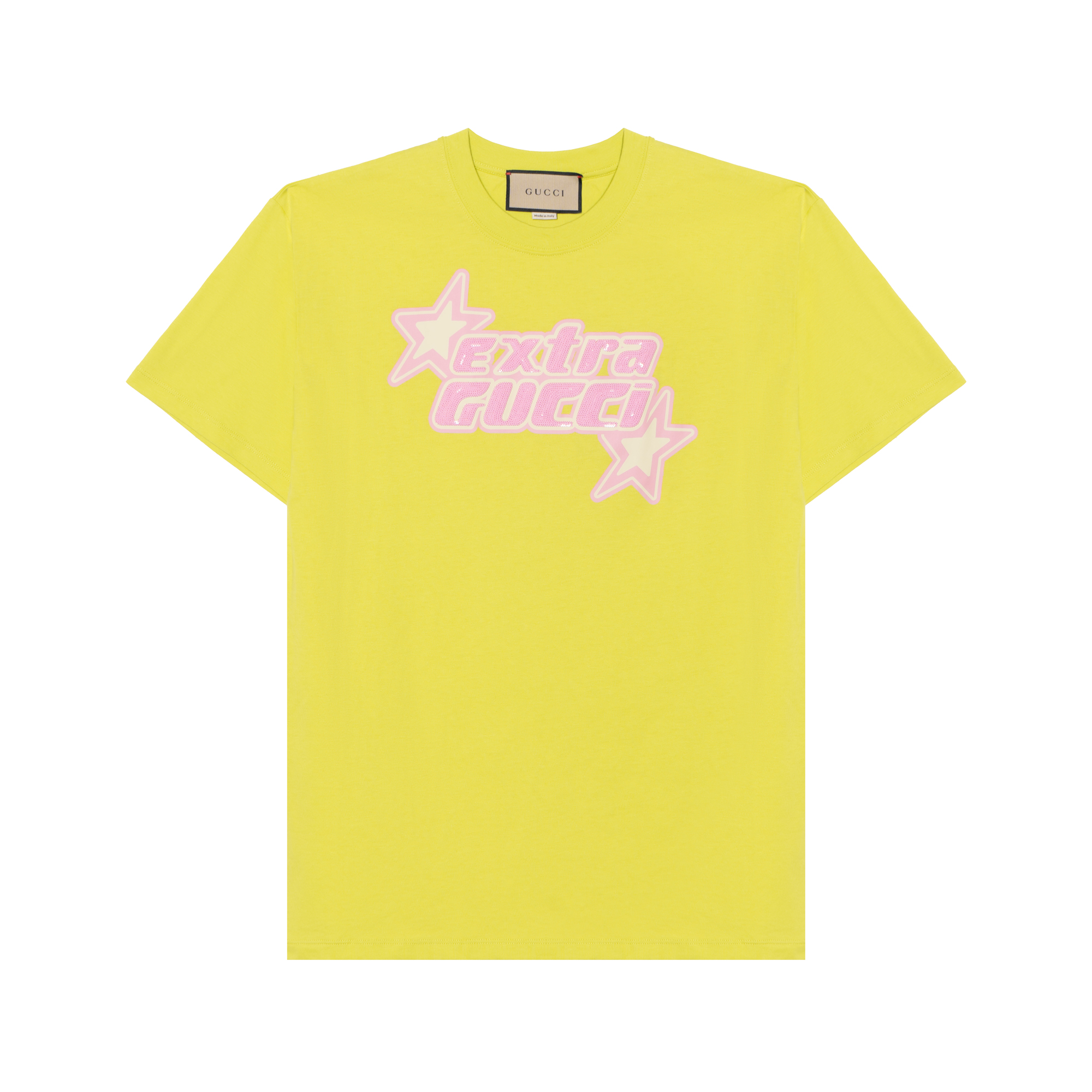 (Women) Gucci Sequin Logo Yellow Short Sleeve T-Shirt 776596-XJGDH-黄色