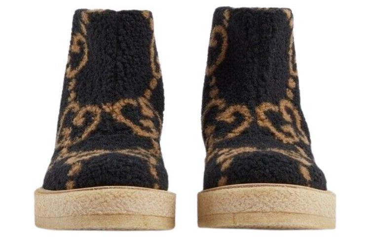 Shop GUCCI古馳 時尚套腳 短筒靴 女款 黑棕色