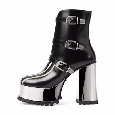 (W) Gucci Short Boot 'Black Chunky Heel'