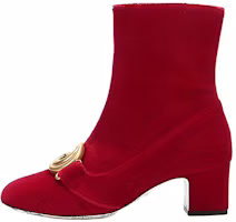 (Women) Gucci Short Boot 'Red Logo Velvet' 525332-K4DD0-6433 (Women) Gucci Short Boot 'Red Logo Velvet' 525332-K4DD0-6433