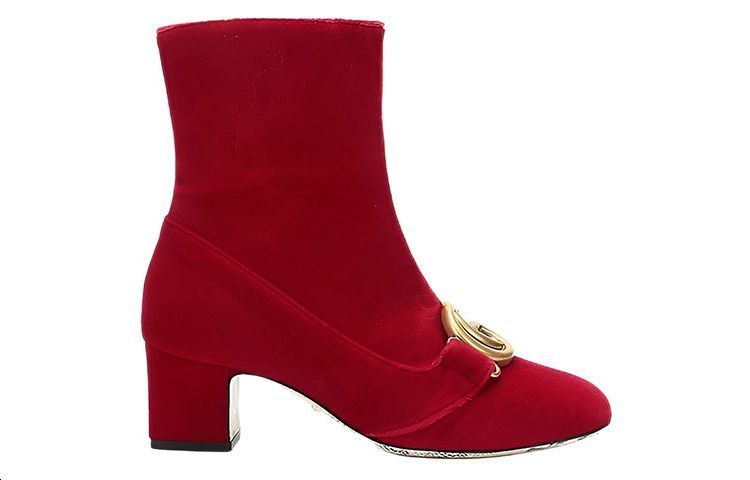 Order GUCCI 徽標麂皮短靴 女款 紅色